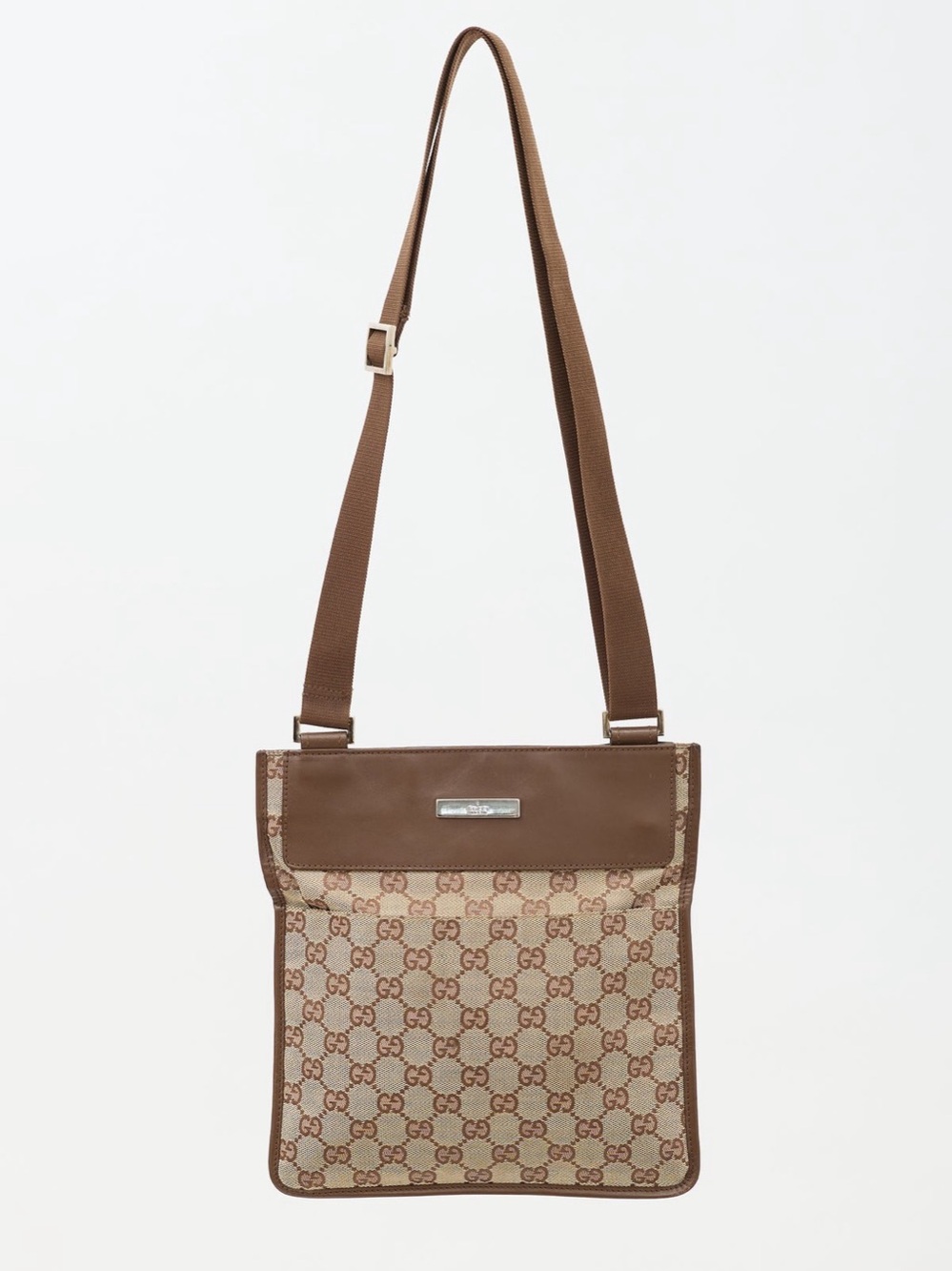 Gucci GG Canvas Messenger Bag Brown & Beige Crossbody Bag